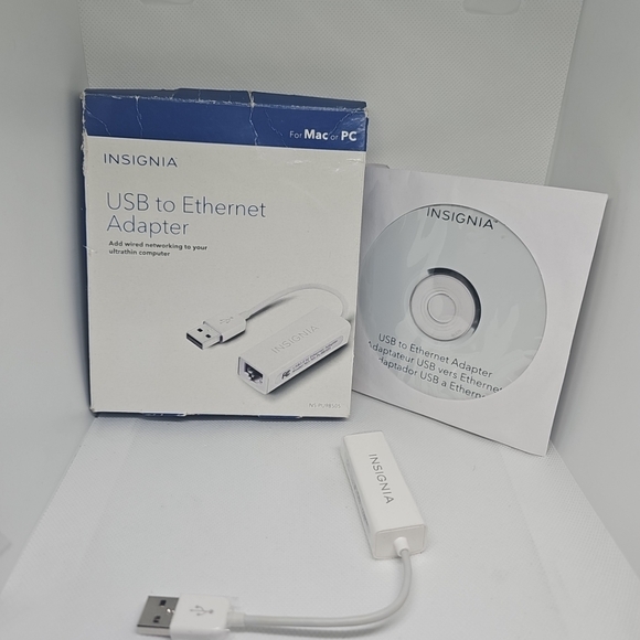 USB to Ethernet Adapter For Mac or PC #16D05T NS-PU98505 Insignia - Picture 1 of 5